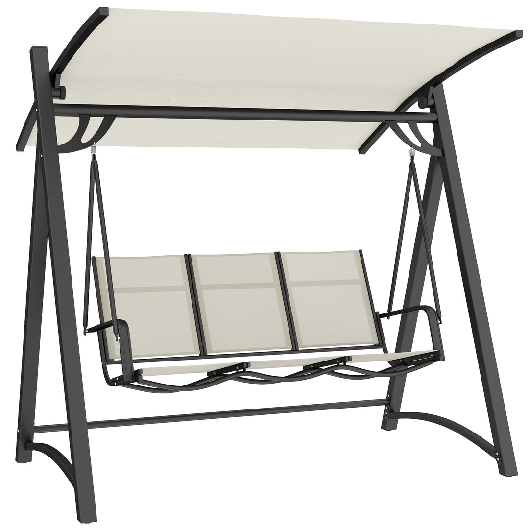 3 Seater Swing Chair, Garden Swing Bench with Adjustable Tilting Canop