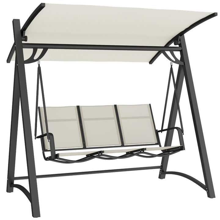 3 Seater Swing Chair, Garden Swing Bench with Adjustable Tilting Canop
