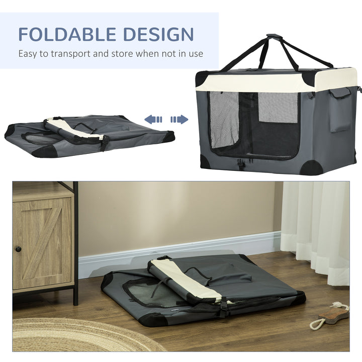 91cm Foldable Pet Carrier, with Cushion, for Large Dogs and Cats - Gre