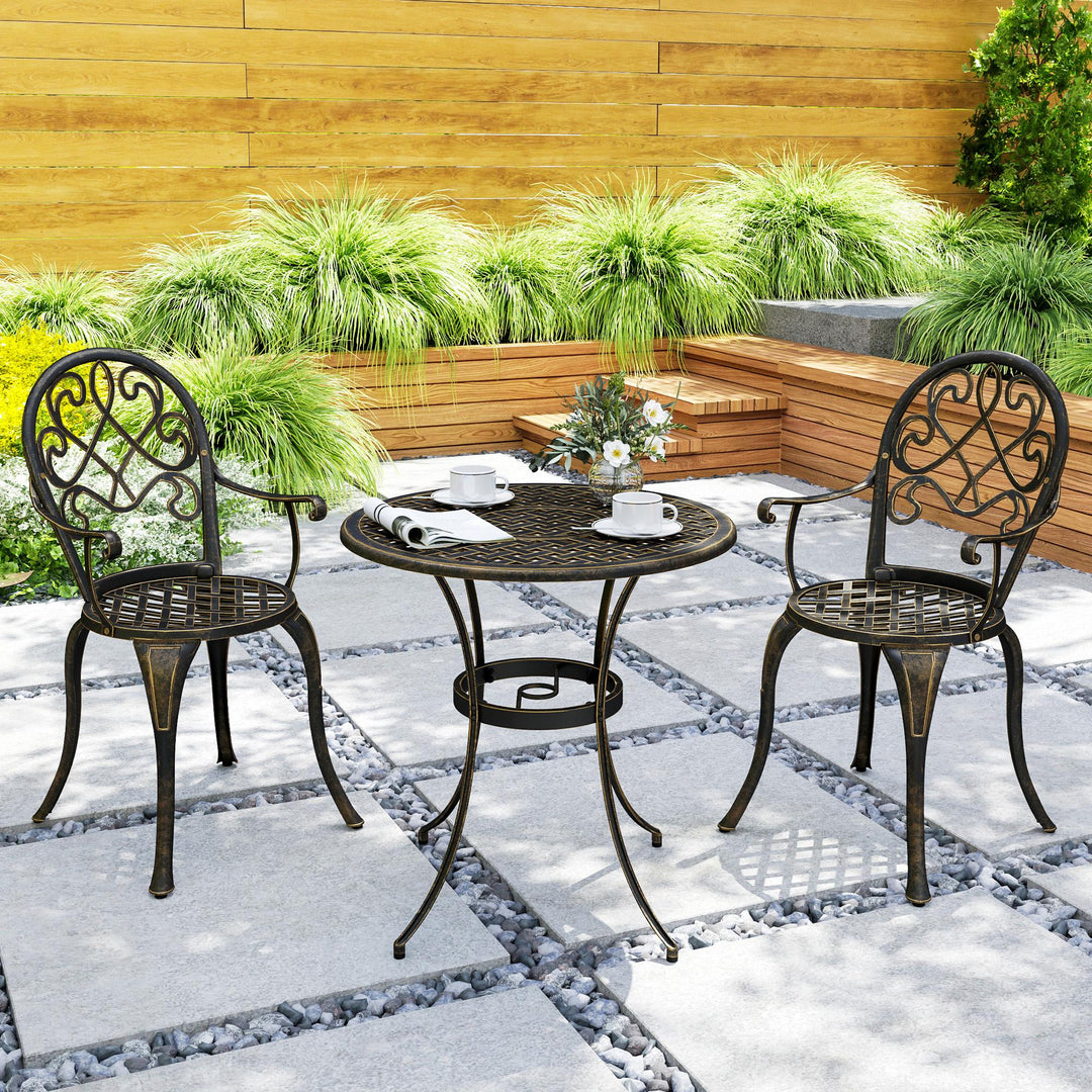 Three-Piece Elegant Aluminium Garden Set - Bronze Tone