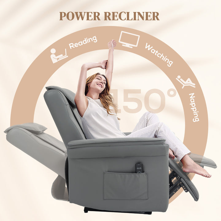 Recliner Armchair with 3D Kneading Massage, Breathable Leather Recliner Chair with Back Massager and Headrest, Electric Reclining Chair with Footrest, Remote, USB Port, Side Pockets for Home