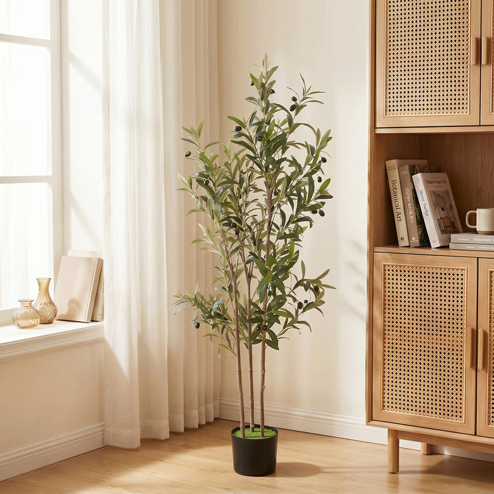 Decorative Artificial Plant, 148 cm Silk Olive Tree with 553 Leaves in