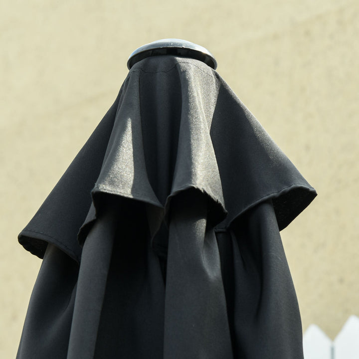 MCL 2.6M Garden Parasol Umbrella with Tilt and Crank, Outdoor Sun Parasol Sunshade Shelter with Aluminium Frame, Black