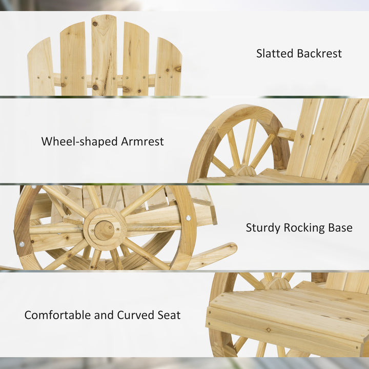 2 Piece Wooden Adirondack Rocking Chair Reclining Armchair Outdoor Garden Furniture Patio Porch Rocker - Natural
