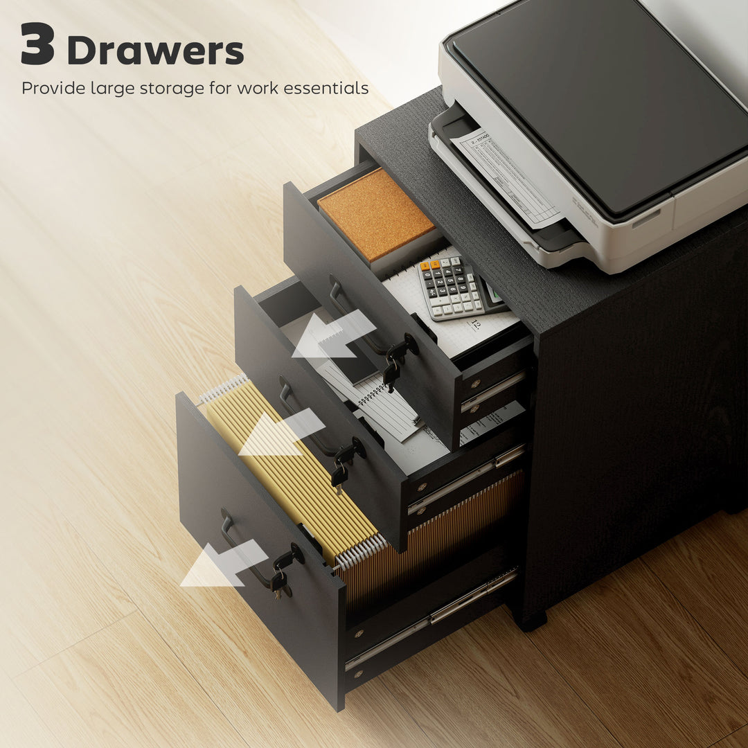 Three Drawer Wood-Effect Filing Cabinet