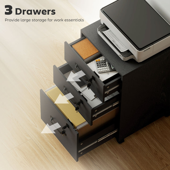 Three Drawer Wood-Effect Filing Cabinet