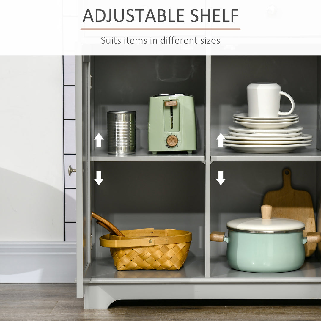 Sideboard with Rubberwood Top and Adjustable Shelves for Dining Room, Kitchen - Grey