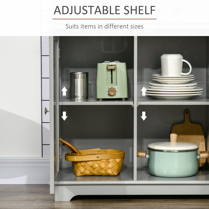 Sideboard with Rubberwood Top and Adjustable Shelves for Dining Room, Kitchen - Grey