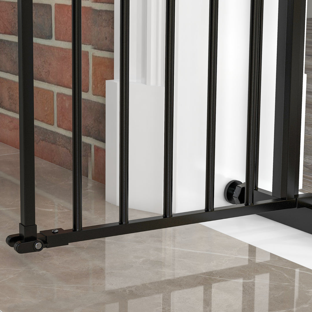 Adjustable Safety Gate w/ One Extensions, Four Adjustable Screws, Black