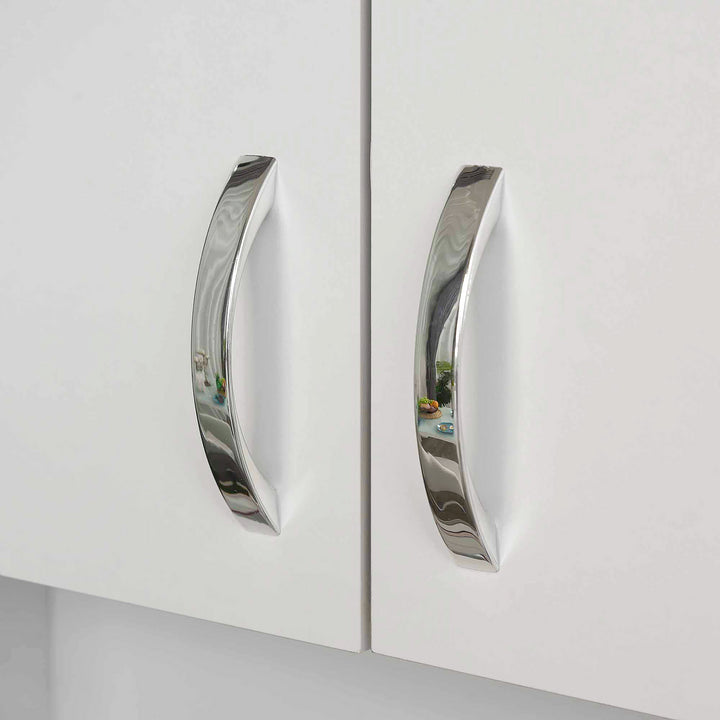 Free standing Kitchen Cupboard, Storage Cabinet with Doors and Sheleves, 3 drawers and Open Space, Adjustable Height Storage Unit, White