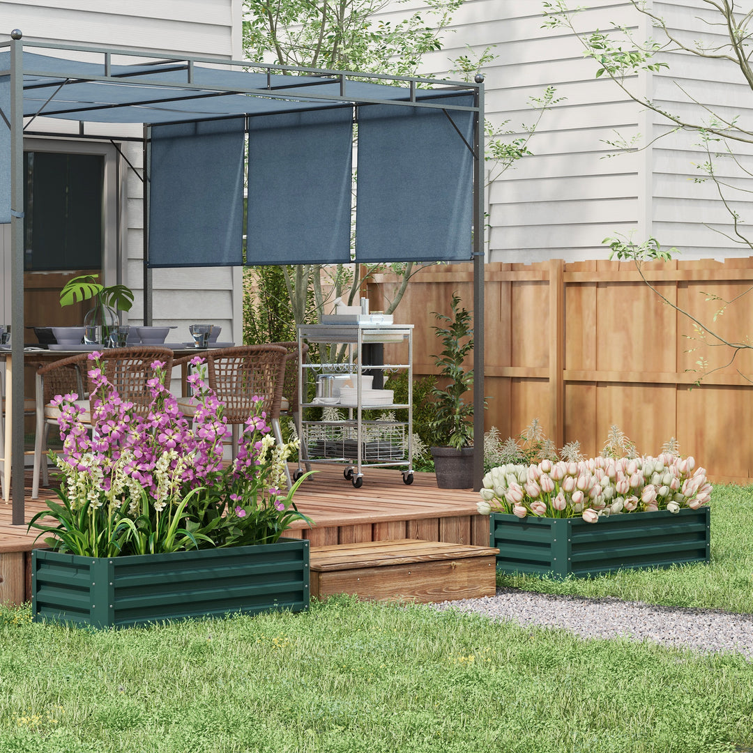 Set of Two 110 x 65cm Steel Planter Boxes - Green