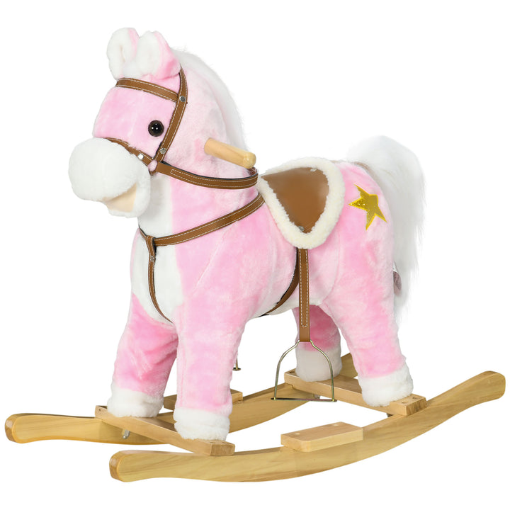 HOMCOM Wooden Rocking Horse with Music, Sound, Saddle for 3-6 Years | Aosom UK