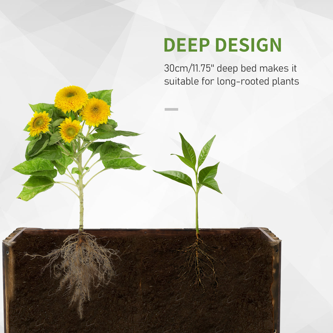 MCL 52L Raised Flower Bed Wooden Rectangular Planter Container Box Herb Pot Flower Pot 78L x 35W x 30H (cm)