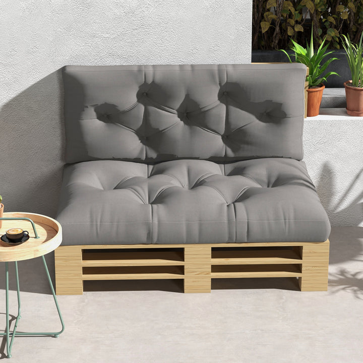 Seat and Back Padded Pallet Cushion Set - Light Grey