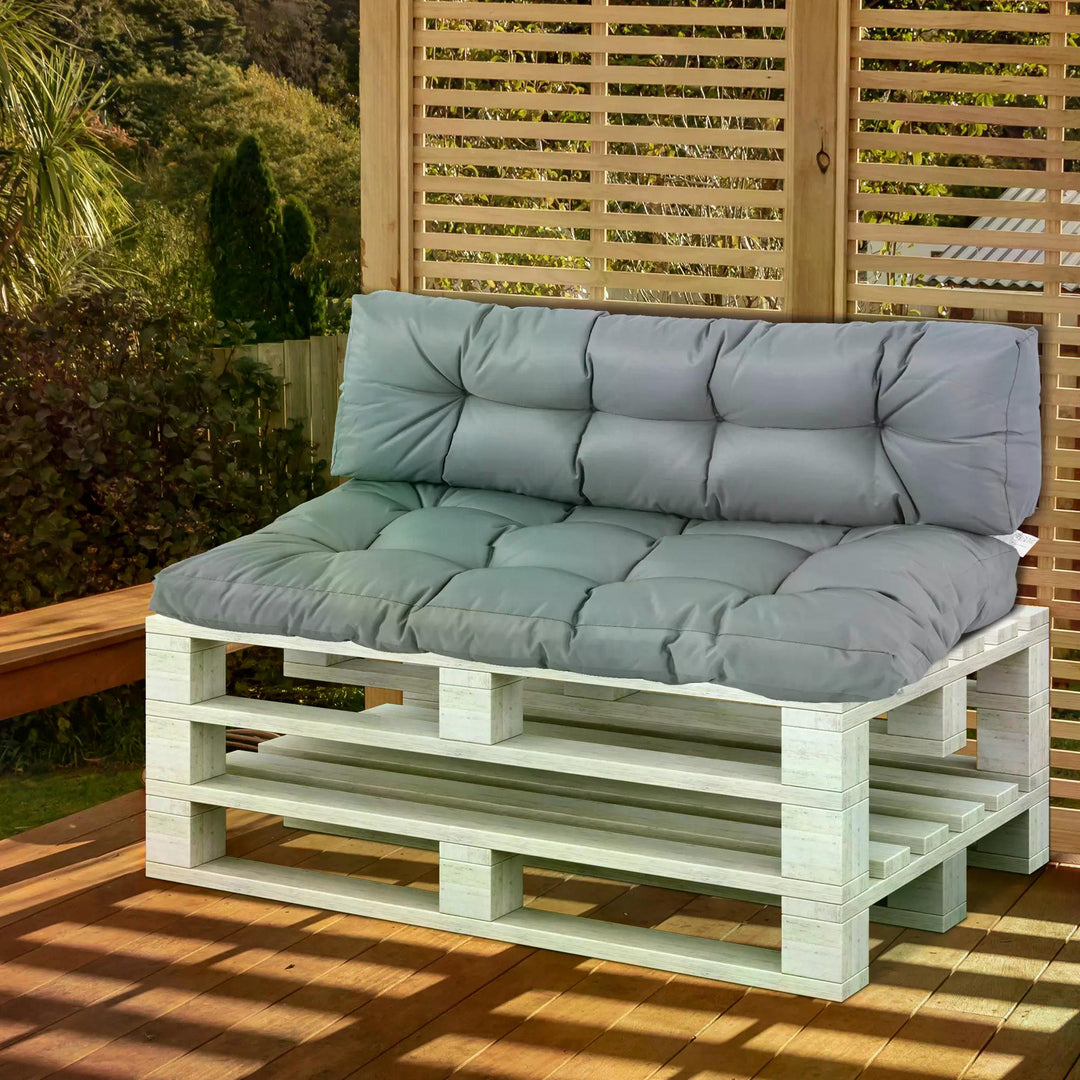 2Pcs Garden Tufted Pallet Cushions Seat Pad Back Cushion Indoor Outdoor Grey