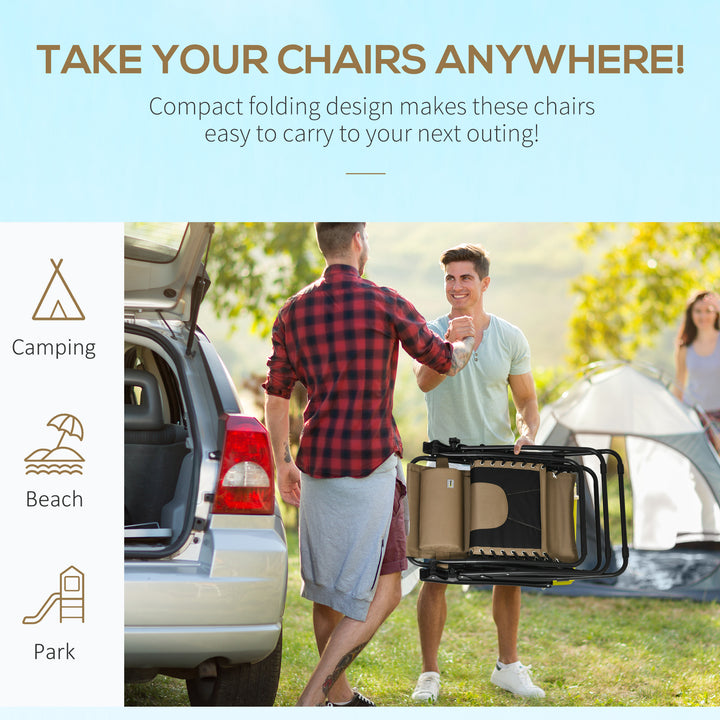 Zero Gravity Lounger Chair Set of 2, Folding Reclining Patio Chair with Padded Seat, Cup Holder, Soft Cushion and Headrest for Poolside, Camping, Coffee