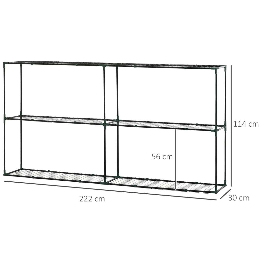 Outsunny 3 Tier Metal Plant Stand, Greenhouse Staging Flower Pot Shelf, Flower Display Shelf, Storage Rack, No Tools Required for Outdoor Indoor