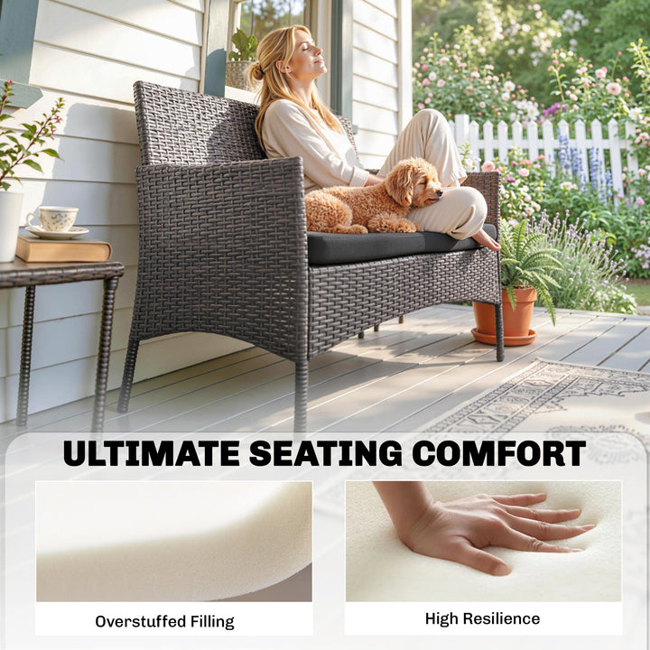 Outdoor Seat Cushion Pads for Rattan Furniture, 3 PCs Garden Furniture