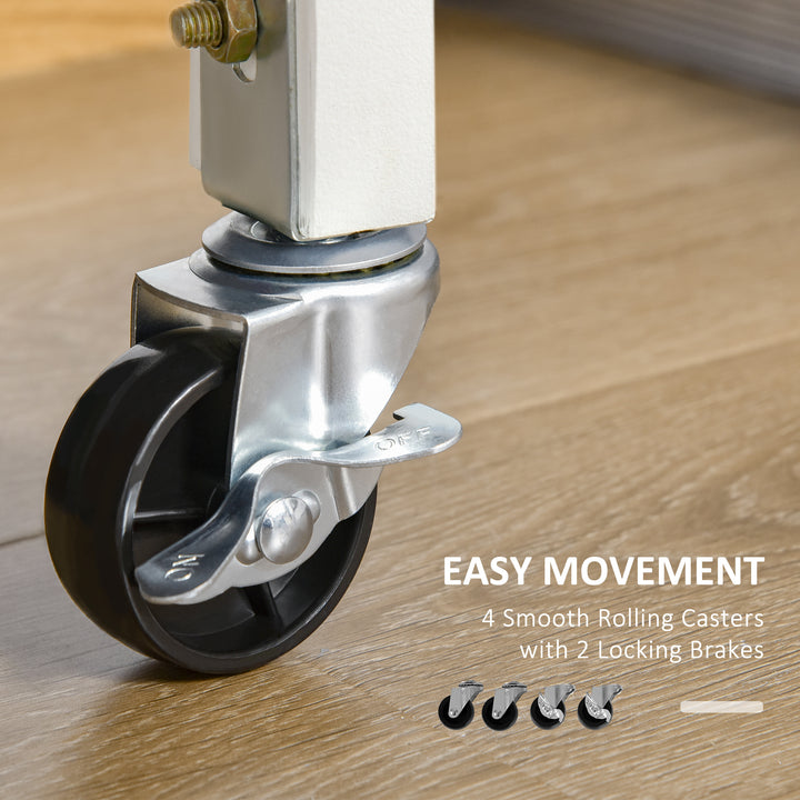 MCL Rolling Kitchen Island Trolley Utility Cart on Wheels with Bamboo Table Top, Storage Cabinet, Drawer and Wire Basket