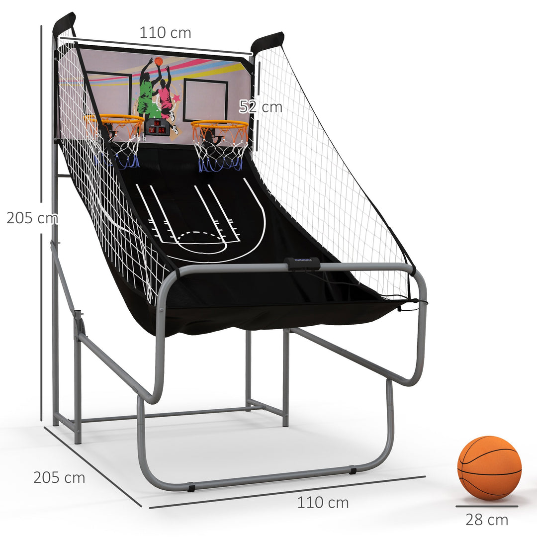 SPORTNOW Foldable Double Shot Basketball Arcade Game with 8 Modes | Aosom UK