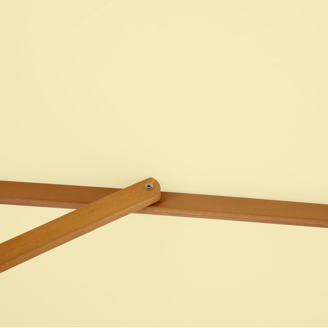 MCL 2.5m Wood Garden Parasol Sun Shade Patio Outdoor Wooden Umbrella Canopy, Table Market Umbrella with Vent, 38mm Pole, Rope Pulley Mechanism, Cream White