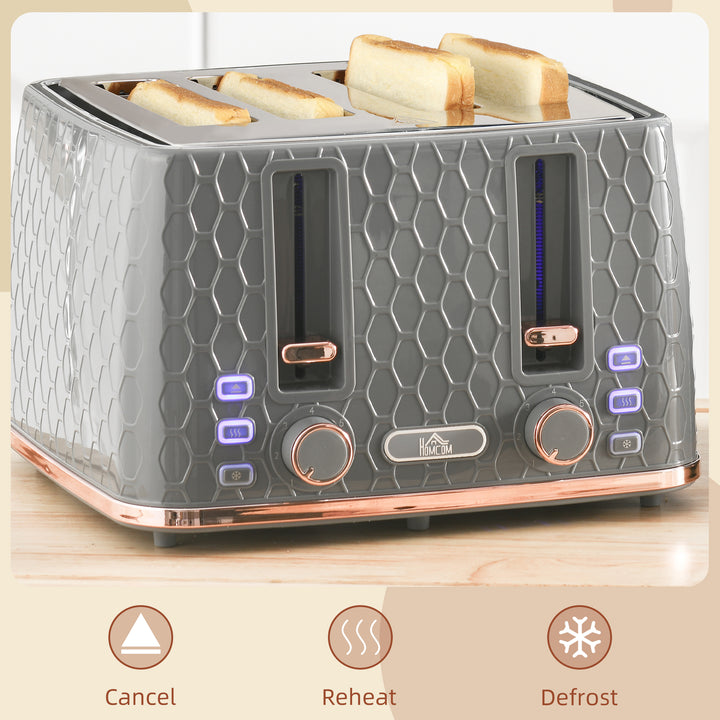 Four-Slice Honeycomb Toaster - Grey