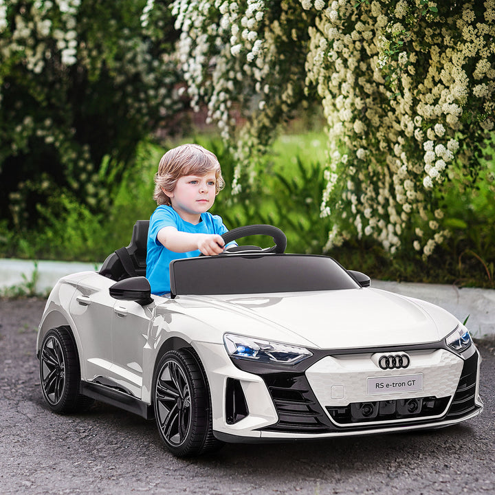 HOMCOM Audi Licensed Kids Electric Ride On Car with Parental Remote Control, 12V Battery Powered Toy with Suspension System, Lights, Music, White