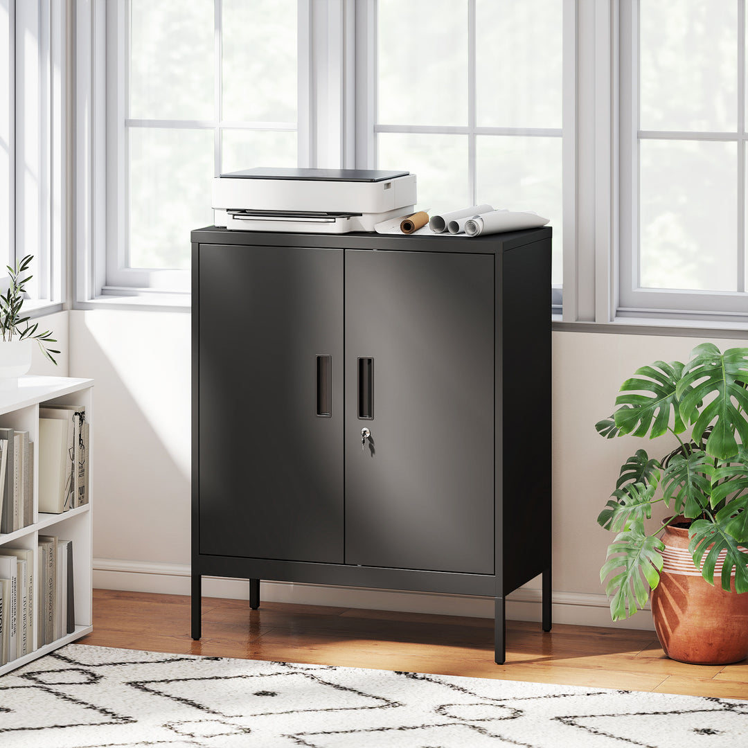 Metal Storage Cabinet with Lock and Adjustable Shelves