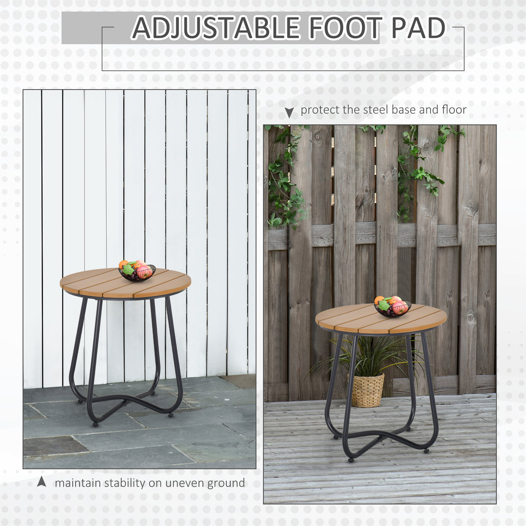 Round Outdoor Side Table Adjustable Leg Pads Garden Table 49 x 49 x 48