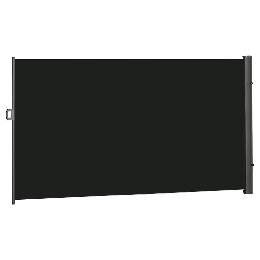 Retractable Sun Side Awning Screen Fence Patio Garden Wall Balcony Screening Panel Outdoor Blind Privacy Divider (3x2M, Black)