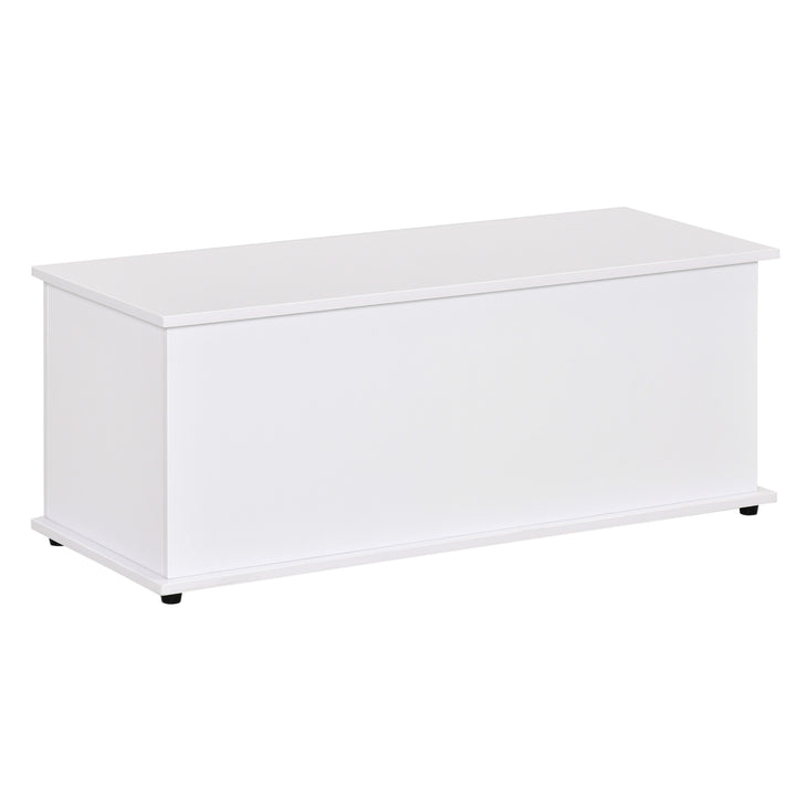 HOMCOM Ottoman Storage Box, Wooden Chest for Toys, Clothes, Bedding, Blanket Trunk with Lid, Seat Bench - White | Aosom UK