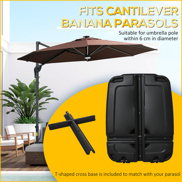 Parasol Base, Water and Sand Filled, Up to 100kg, Portable Umbrella Stand Weights for Cantilever Banana Parasol with Wheels, Black