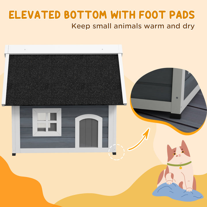 Outdoor Cat House, Wooden Feral Cat Shelter, with Openable Asphalt Roo
