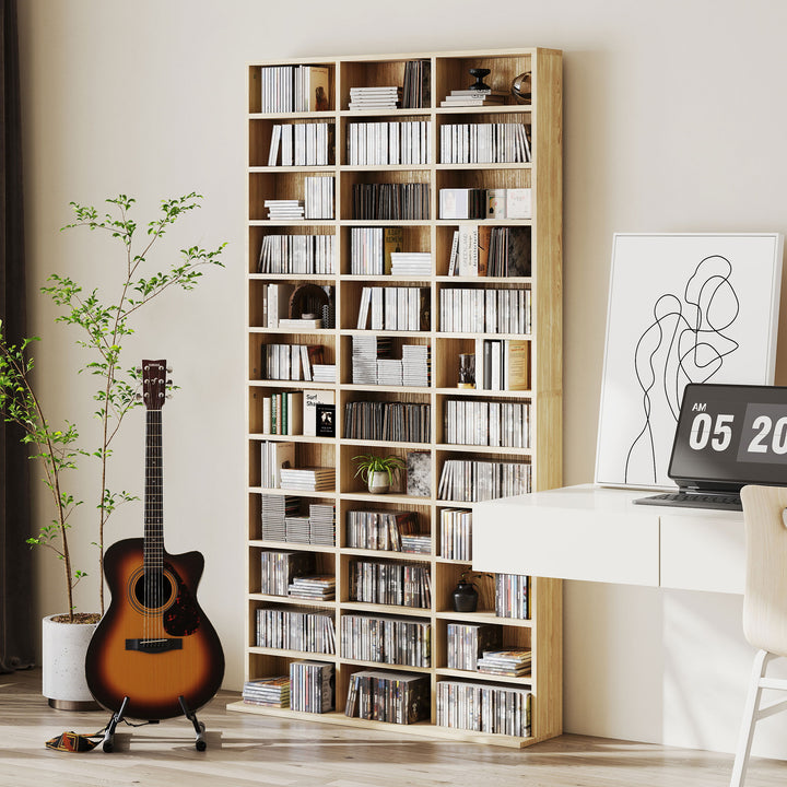 CD Storage Unit with Adjustable Shelves, 102 x 195 cm, Oak Tone