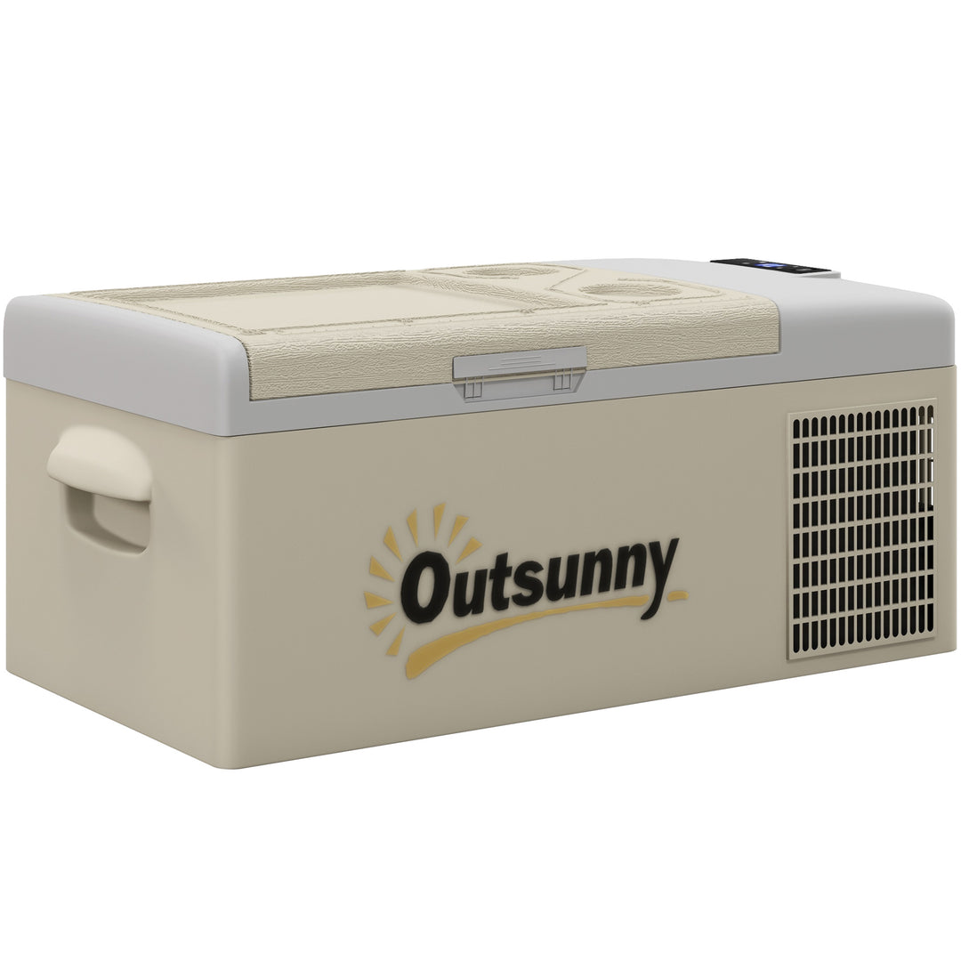 16L Portable Car Fridge, -20℃ to 10℃ Adjustable Temperature - Khaki/Grey