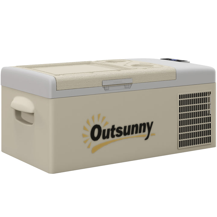 16L Portable Car Fridge, -20℃ to 10℃ Adjustable Temperature - Khaki/Grey