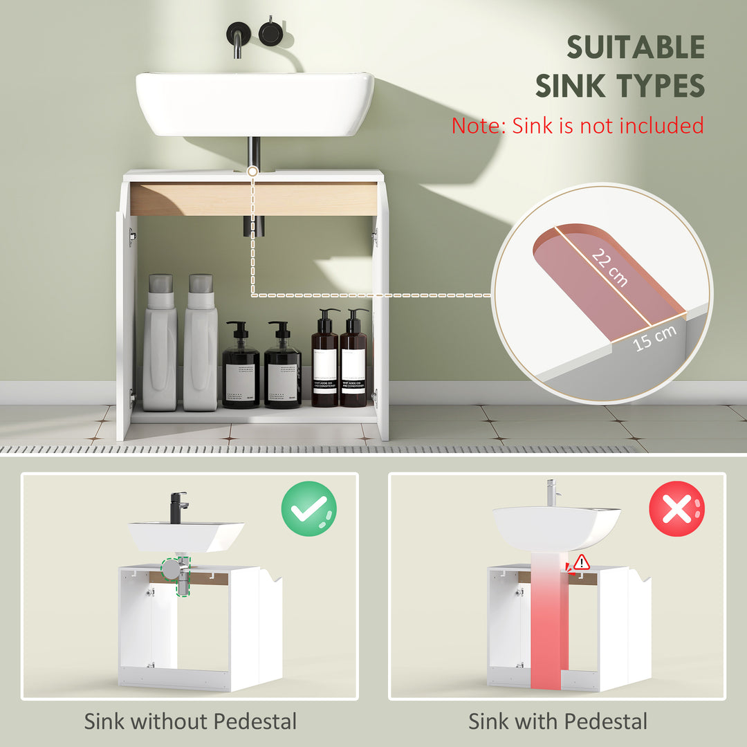 Under Sink Bathroom Cabinet, Bathroom Storage Cabinet with Soft-Close Doors, for Basin without Pedestal