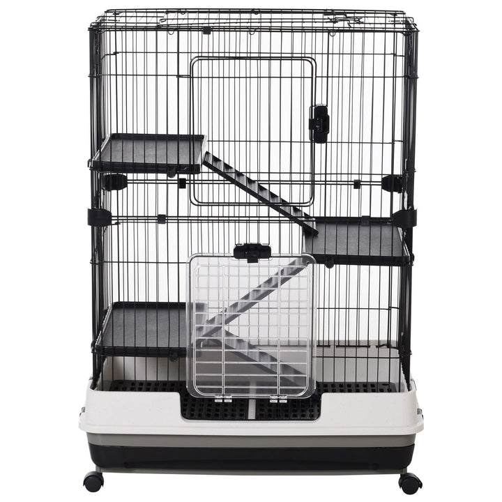 Metal Wire 3-Tier Small Guinea Pigs Hutches Rabbits Hutches Black/White