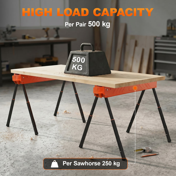 Saw Horses Twin Pack, Folding Work Bench Sawhorses with Height Adjusta