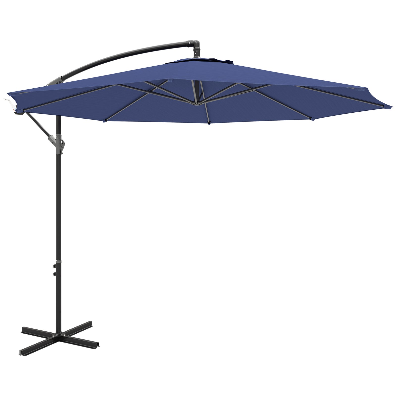 2.45m Overhanging Cantilever Parasol, with Cross Base - Blue