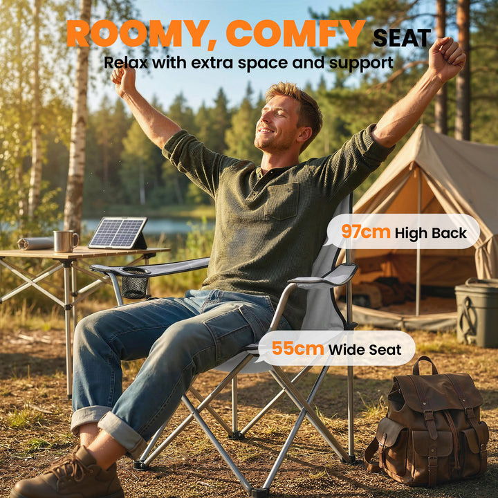 Camping Chair Set of 2 Portable Folding Outdoor Camp Chair with Cup Ho