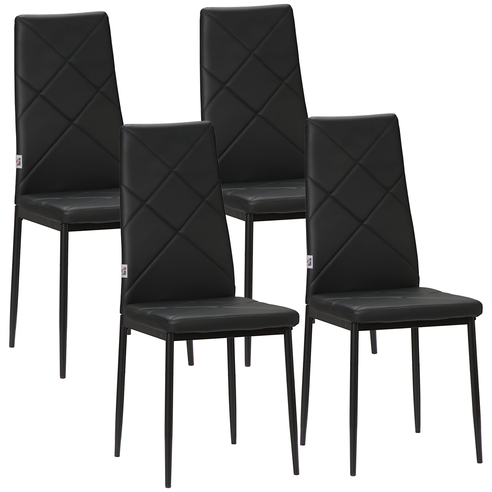 Set of 4 Faux Leather Dining Chairs - Black