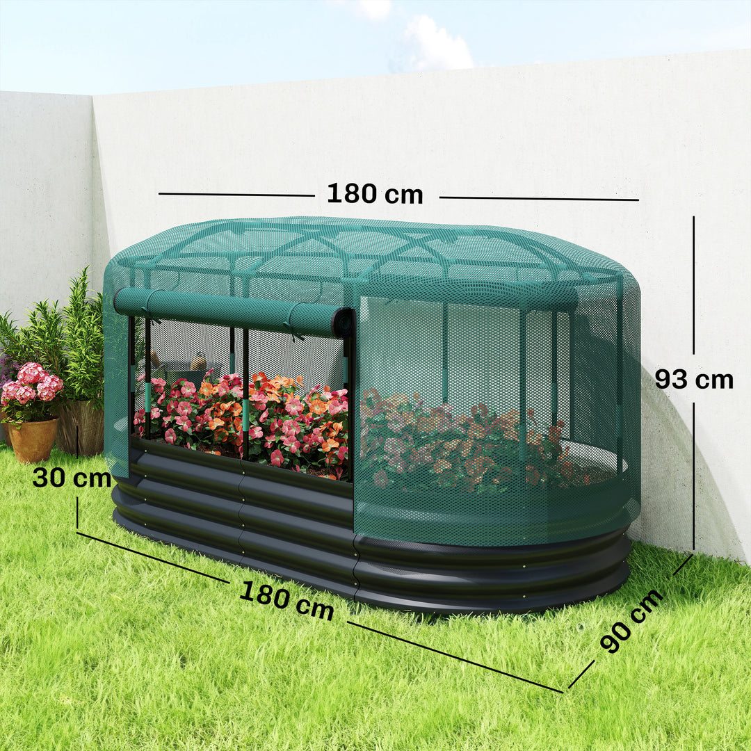 Galvanised Raised Garden Bed Kit with Self Watering System and Mesh Cover, Garden Boxes, 6x3Ft
