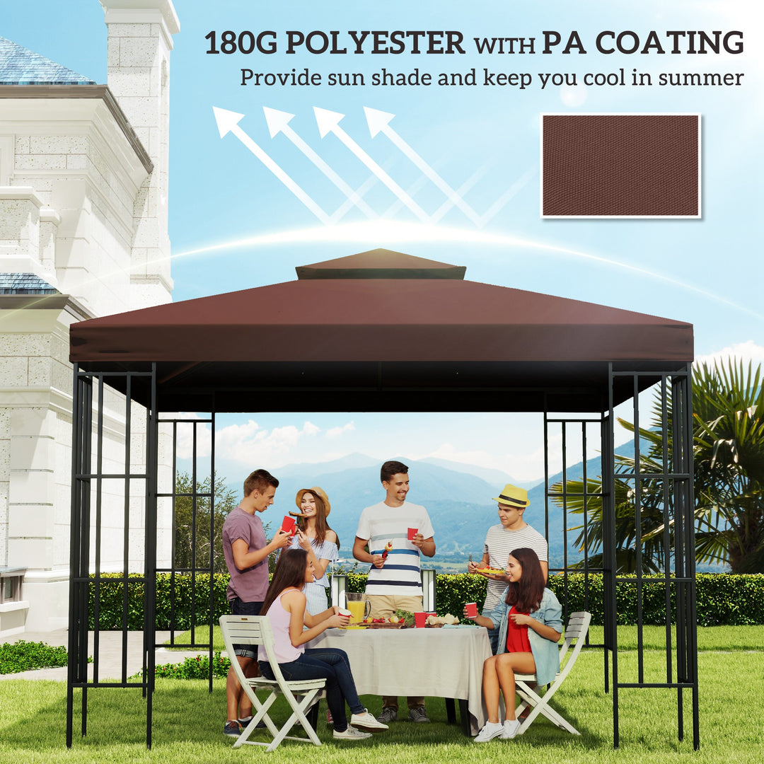 Outsunny 3 x 3(m) Gazebo Replacement Canopies Replacement Cover Spare Part Coffee (TOP ONLY) | Aosom UK