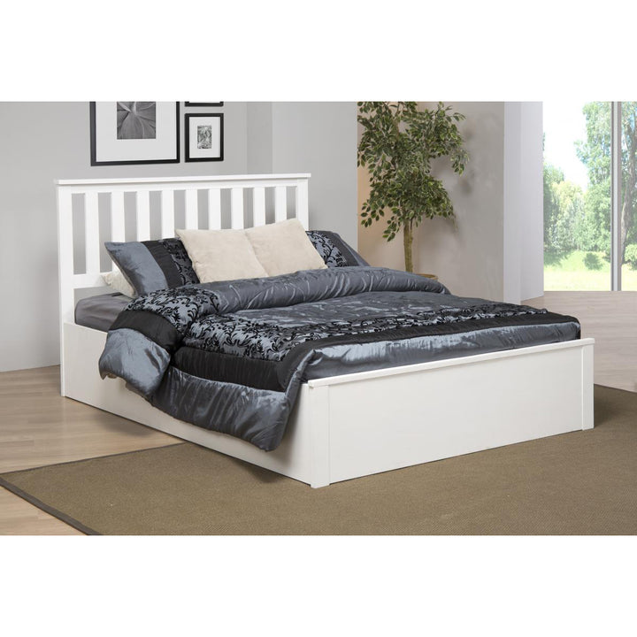 Zoe Storage Double Bed Solid Rubberwood White