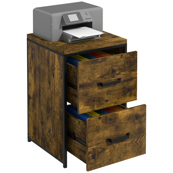 MCL 2-Drawer file Cabinet, Industrial filing cabinets for Home, Hanging File Folders, Vertical Home Office Organizer for A4 Size, Rustic Brown