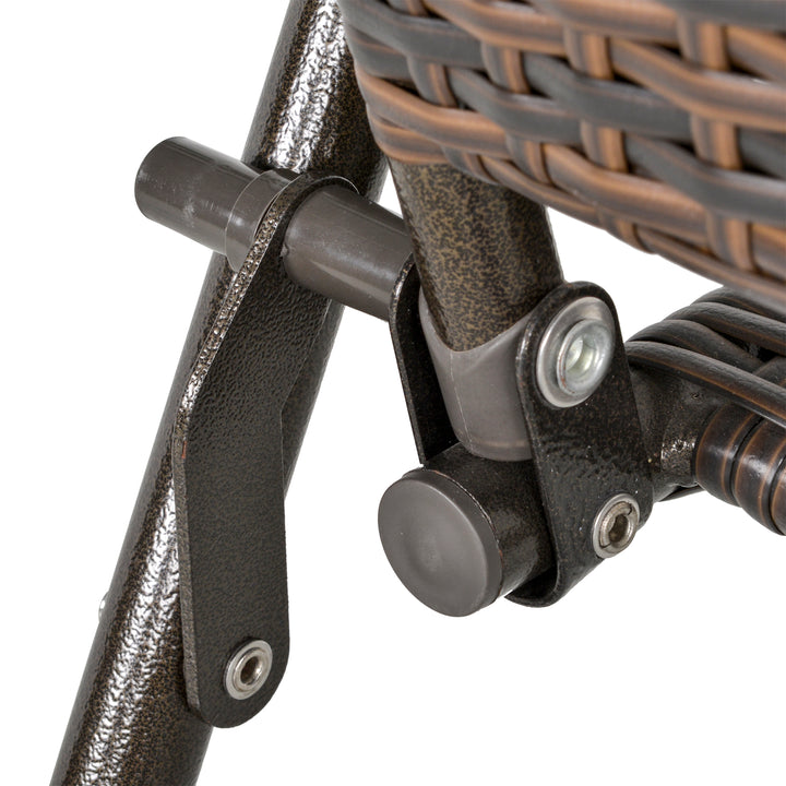 Set of Two Folding Rattan Seat Chairs - Brown