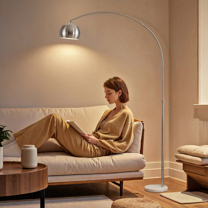Arc Floor Lamp for Living Room, Modern Adjustable Standing Lamp with F