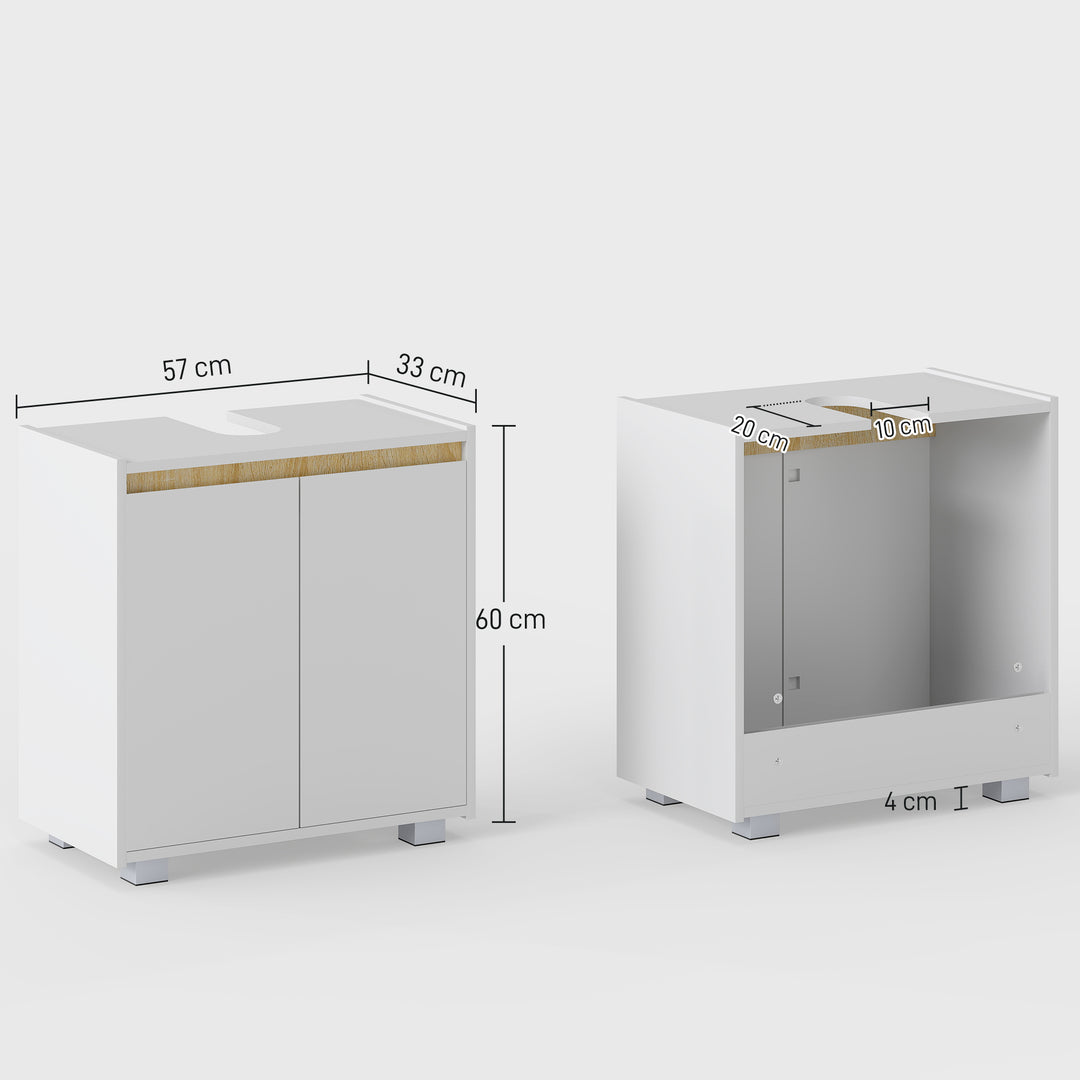 MCL Modern Bathroom Sink Cabinet, Floor Standing Under Sink Cabinet, Freestanding Storage Cupboard with Double Doors, White