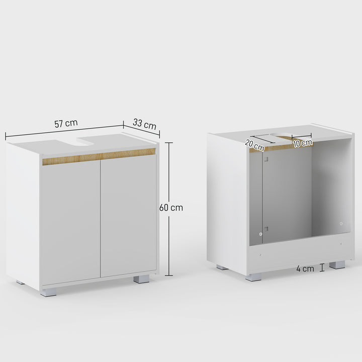 MCL Modern Bathroom Sink Cabinet, Floor Standing Under Sink Cabinet, Freestanding Storage Cupboard with Double Doors, White